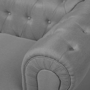 Produs Resigilat Fotoliu Re-Bloom Chesterfield, textil/eucalipt, 112x85x79 cm, spuma, 125 kg, gri deschis - Verificat A - Img 5