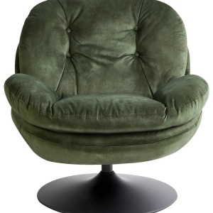 Produs Resigilat Fotoliu rotativ Re-Bloom Nolvik, catifea/otel, 82x85x82 cm, rotire 360°, spuma, 250 kg, verde inchis/negru - Verificat B - Img 3
