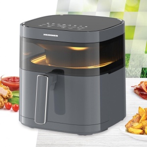 Produs Resigilat FRITEUZA CU AER CALD HEINNER DualHeat HAF-B6GRY17LG, 1700W, CAPACITATE COS: 5.7L, DISPLAY DIGITAL, INCALZIRE DUBLA, CAVITATE METAL, TEMPERATURA: 80-200°C, TIMER: 60MIN, 8 PROGRAME PRESETATE, COS DETASABIL, FEREASTRA SUPRAVEGHERE, LUMINA I - Img 2