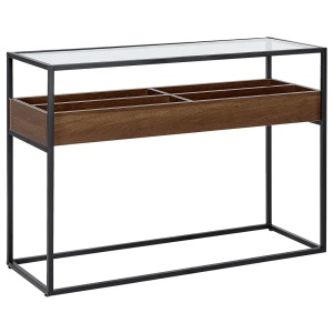Produs Resigilat Masa tip consola Re-Bloom Waco, fier/sticla securizata/PAL, 110x40x80 cm, 30 kg, maro/negru - Verificat A