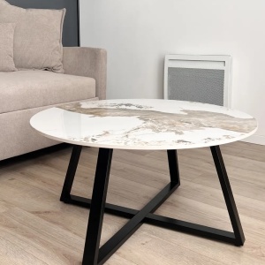 Produs Resigilat Masuta de cafea Re-Bloom Ivins, ceramica/fier, 80x80x40 cm, 50 kg, bej/alb/negru - Verificat A - Img 2