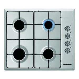 Produs Resigilat Plita incorporabila Heinner HBH-S584I-IX, Gaz, 4 arzatoare, Gratar email, Control lateral, Aprindere electrica, Dispozitiv de siguranta, Duze GPL incluse, Dimenziuni (LxA): 58x51 cm, Culoare: Inox