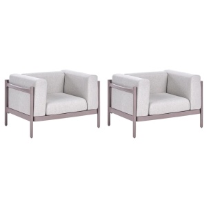 Produs Resigilat Set 2 fotolii de gradina Re-Bloom Ferretti, plastic/textil, 98x73x68 cm, perne incluse, 150 kg, gri/taupe - Verificat A