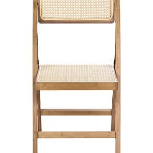 Produs Resigilat Set 2 scaune de masa pliabile Re-Bloom Modane, bambus/ratan PE, 45x54x83 cm, 150 kg, bej/maro - Verificat A - Img 6