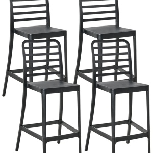 Produs Resigilat Set 4 scaune de bar Re-Bloom Seceda, polipropilena, 41x59x116 cm, UV5, rezistente la apa, negru - Verificat A