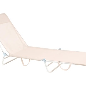 Produs Resigilat Sezlong rabatabil Re-Bloom Kastoria, plasa/PVC/otel, 52x185x20-80 cm, 120 kg, alb/bej - Verificat A