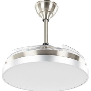 Produs Resigilat Ventilator de tavan cu lumina Re-Bloom Ibar, fier/acrilic, 50x50x55 cm, LED SMD 2835 2880lm 3 temp culoare, 3 viteze, telecomanda, IP20, alb/transparent/argintiu - Verificat A - Img 5