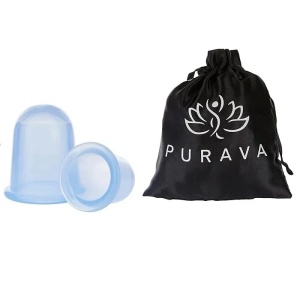 Purava set 2 ventuze masaj silicon fara BPA, pentru gat/fata/corp, anti-celulita, dureri de spate, stimulare circulatie - Verificat A · Re-Bloom