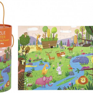 Puzzle cu 63 piese pentru copii OhMill, hartie, animale, multicolor, 48 x 33 cm - Img 5