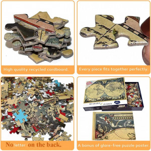 Puzzle HUADADA, 1000 piese, model Harta Lumii, carton, multicolor, 50 x 70 cm - Img 7