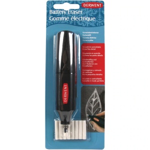 Radiera electrica Derwent Professional, cu baterii, 8 rezerve incluse, negru, Resigilat, Grad A