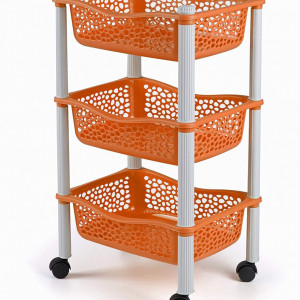 Raft de depozitare cu 3 nivele si roti Maxi Nature, portocaliu/alb, plastic, 68 x 40  X 30 cm