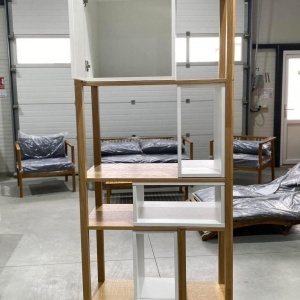 Raft de depozitare Insar by Otto, MDF, natur/alb, 70 x 38 x 199 cm - Img 6