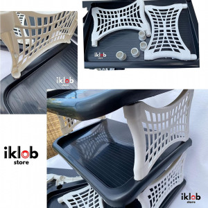 Raft de pantofi cu 5 nivele Magazin IKLOB®, plastic, alb/negru, 80 x 48 x 31,5 cm - Img 5