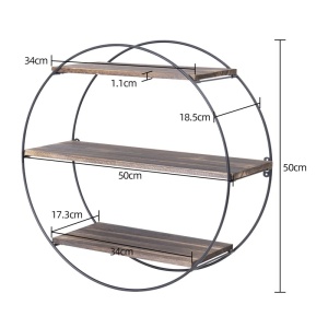 Raft de perete Borough Wharf, metal/lemn masiv, maro inchis/negru, 50 x 50 cm