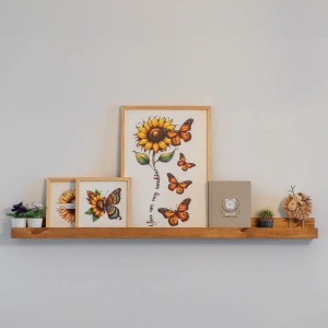 Raft de perete decorativ Re-Bloom Aberto Design, lemn masiv 100% grosime 2 cm, lungime 60 cm, maro - Verificat A · Re-Bloom - Img 2