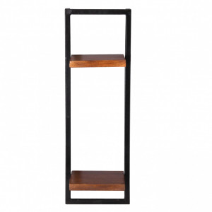Raft de perete Lehoux, lemn masiv/metal, maro/negru, 25 x 25 x 75 cm