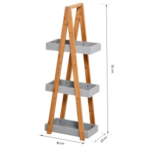Raft pentru baie, MDF/bambus, maro/gri, 30 x 18 x 81 cm, Resigilat, Grad A - Img 3