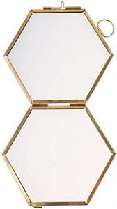 Rama foto hexagonala SHANGUP, metal/sticla, auriu,  8.8 x 8.5 cm 