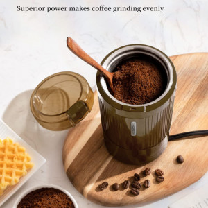 Rasnita electrica pentru cafea/condimente TWOMEOW, otel inoxidabil/plastic, maro, 15 x 8,8 cm - Img 5
