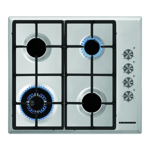 RESIGILAT – PLITA INCORPORABILA HEINNER HBH-S584WI-IX, Gaz, 4 Arzatoare, Latime 60cm, Aprindere electrica, Gratar fonta, WOK, Inox
