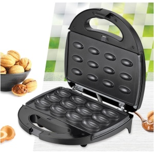 RESIGILAT - Aparat de facut nuci Heinner Dessert Supreme HNM-750BKS, 750W, capacitate 12 bucati, placi detasabile cu învelis neaderent, indicator luminos, manere termoizolate, Negru - Img 2