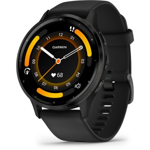 RESIGILAT CeCeas smartwach Garmin Venu 3, display OLED, dimensiune 35.4 mm, capacitate baterie 302 mAh, autonomie baterie 336 ore, Rama gri ardezie din otel inoxidabil, carcasa neagra si curea din silicon