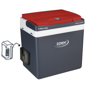 RESIGILAT - Lada frigorifica auto si camping ZORN Z 26 LNE PX, 25 litri, alimentare 12V/230V, racire si incalzire, alb-rosu-gri - Img 2