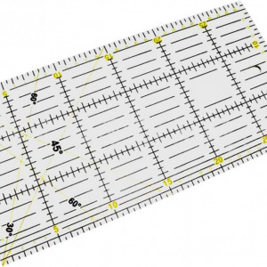 Rigla mozaic pentru tesaturi/ masuratori Byou, acrilic, negru/galben/transparent, 30 x 15 cm