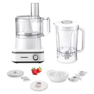 Robot de bucatarie Heinner FineGourmet HFP-K1000WP, Putere 1000W, 6 viteze+pulse, Bol procesare: 2.3L, Lame inox, Storcator citrice, Alb - Img 4