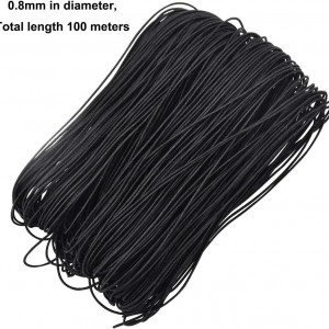 Rola de franghie elastica pentru mestesuguri Wangjiangda, polipropilena, negru, 100 m x 0,8 mm