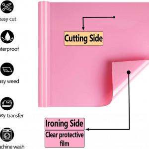 Rola de vinil cu transfer la caldura pentru proiecte DIY Wintfarm, roz, 400 X 30 cm