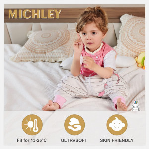 Sac de dormit pentru copii MICHLEY, poliester, alb/roz, 2-4 ani - Img 4