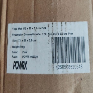 Saltea pentru antrenament si husa de protectie, pentru yoga, fitness, aerobic, pilates, exercitii la sol, POWRX, Antiderapant, Spuma de cauciuc, 173x61x0.5 cm, Roz, Resigilat, Grad A - Img 5