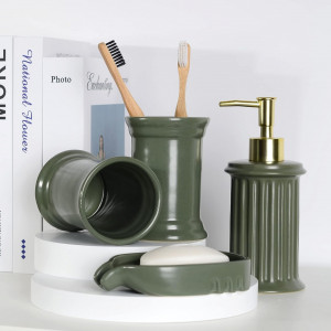 Sapuniera BosilunLife, ceramica, verde inchis, 13 x 2,6 x 9 cm