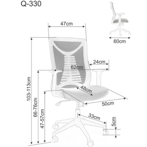 Scaun birou egonomic SL Q330R, mesh, respirabil, cotiere reglabile, mecanism inclinare, 110 kg, negru - Img 4