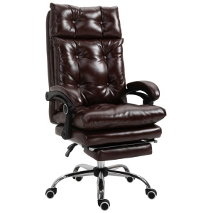 Scaun birou ergonomic cu suport picioare detasabil, inaltime reglabila, PU, Maro - Verificat A · Re-Bloom
