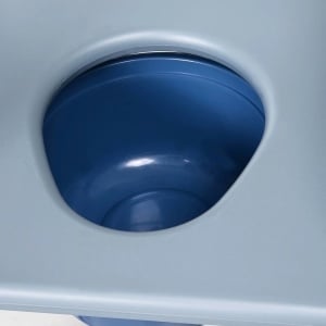 Scaun cu rotile pentru WC Re-Bloom, fier/PVC, 83x53x85 cm, vas detasabil diametru 26 cm, suport picioare rotativ 90°, 136 kg, negru/albastru - Verificat A · Re-Bloom - Img 4