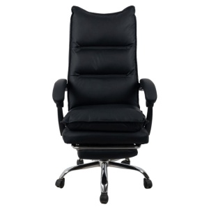 Scaun directorial AB041, piele ecologica, cadru cromat, spatar rabatabil, suport pentru picioare, sarcina maxima 120 kg, negru - Img 3