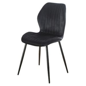 Scaun living AB104, catifea, picioare metalice, 89x48x43 cm, sarcina maxima 100 kg, negru - Img 2
