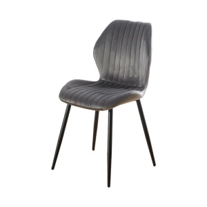 Scaun living AB104, catifea, picioare metalice, robust, 89x48x43 cm, sarcina maxima 100 kg, gri - Img 4