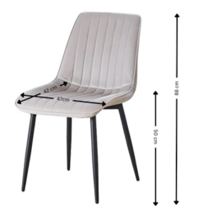 Scaun living AB176, catifea, picioare metalice, 88x47x42 cm, sarcina maxima 100 kg, bej - Img 3