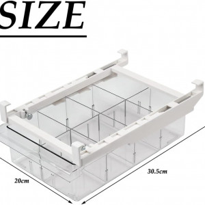 Sertar organizator pentru frigider cu 8 compartimente FOCCTS, plastic, transparent, 30.5 x 20 x 9.5  cm
