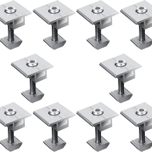 Set 10 cleme de montare pentru panoul solar Cissiyog, aluminiu, argintiu, 12 x 5 x 5 cm