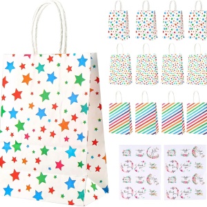 Set 12 pungi si 2 foi cu stickere Hdhgxujrd, hartie, multicolor, 14,7 x 8 x 20 cm