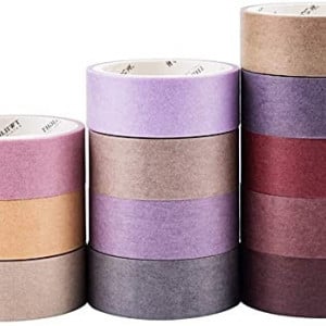 Set 12 role cu banda Washi YUBX, hartie, multicolor, 15 mm x 3 m