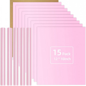 Set de 15 foi de vinil pentru transfer YRYM HT, roz, 30,5 x 25,4 cm