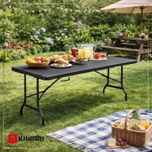 Set 15 mese pliante Kiwari Event, metalice, 180x75x72 cm, sistem pliere rapida, negru - Img 3