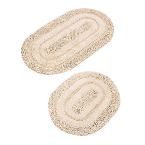 Set 2 covorase de baie, bumbac 100%, 50x60 cm + 60x100 cm, 1600g/m², antiderapant antibacterian, lucrat manual, bej - Verificat A · Re-Bloom - Img 4