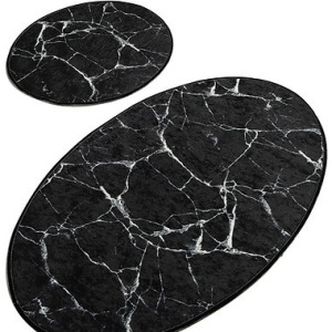 Set 2 covorase de baie, micro poliamida 100%, 50x60 cm + 60x100 cm, antiderapant, antialergic, negru/alb - Verificat A · Re-Bloom